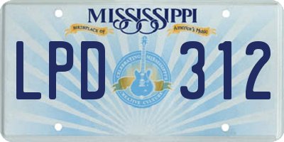 MS license plate LPD312