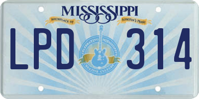 MS license plate LPD314