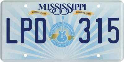 MS license plate LPD315