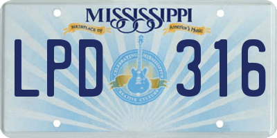 MS license plate LPD316