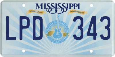 MS license plate LPD343