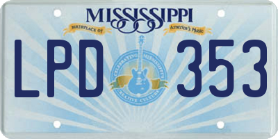 MS license plate LPD353
