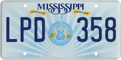 MS license plate LPD358