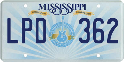 MS license plate LPD362