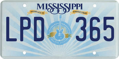 MS license plate LPD365
