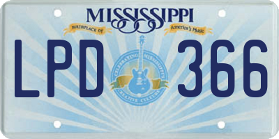 MS license plate LPD366