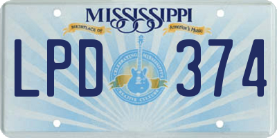 MS license plate LPD374