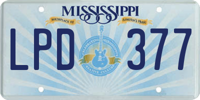 MS license plate LPD377