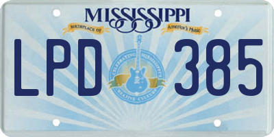 MS license plate LPD385
