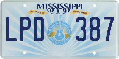 MS license plate LPD387