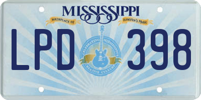 MS license plate LPD398