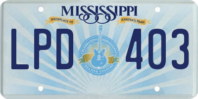 MS license plate LPD403