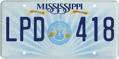 MS license plate LPD418