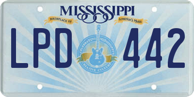 MS license plate LPD442
