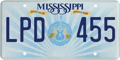 MS license plate LPD455