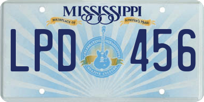 MS license plate LPD456