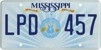 MS license plate LPD457