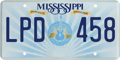 MS license plate LPD458