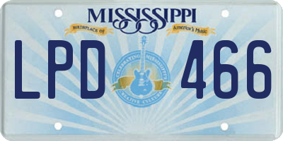 MS license plate LPD466
