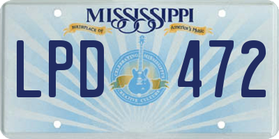 MS license plate LPD472