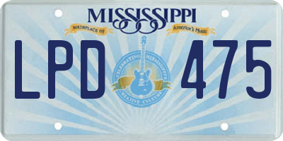 MS license plate LPD475