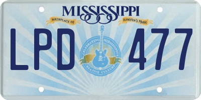 MS license plate LPD477