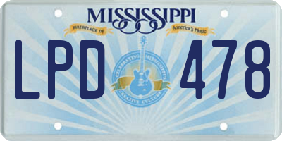 MS license plate LPD478