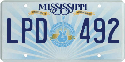 MS license plate LPD492
