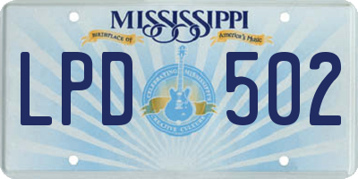 MS license plate LPD502