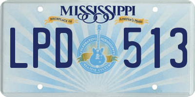 MS license plate LPD513