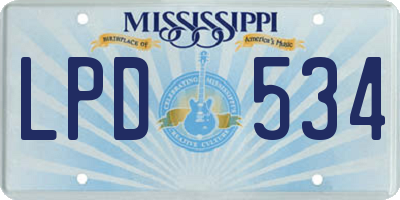 MS license plate LPD534
