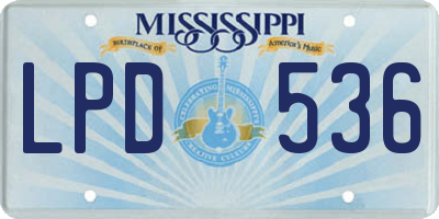 MS license plate LPD536