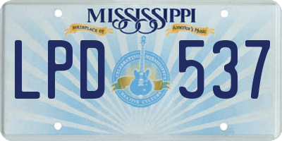 MS license plate LPD537