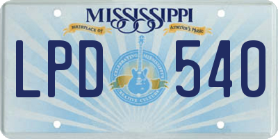 MS license plate LPD540
