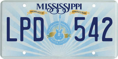 MS license plate LPD542