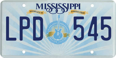 MS license plate LPD545