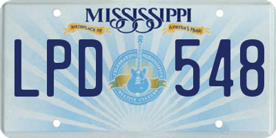 MS license plate LPD548
