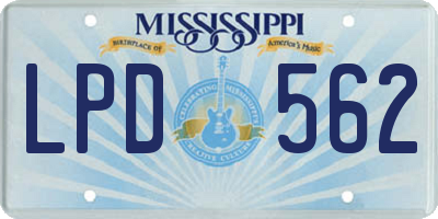 MS license plate LPD562