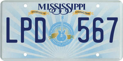 MS license plate LPD567