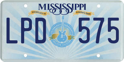 MS license plate LPD575
