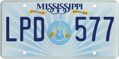 MS license plate LPD577