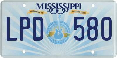 MS license plate LPD580