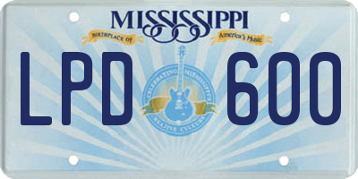 MS license plate LPD600