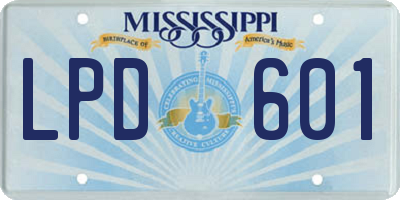 MS license plate LPD601