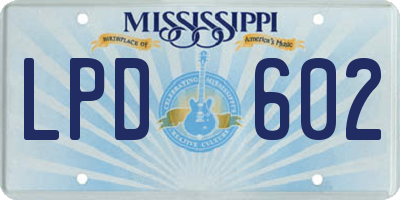 MS license plate LPD602