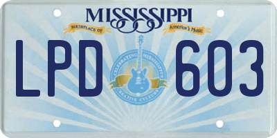 MS license plate LPD603