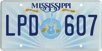 MS license plate LPD607