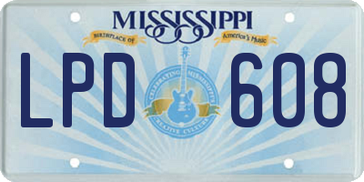 MS license plate LPD608