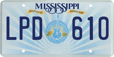 MS license plate LPD610