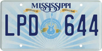 MS license plate LPD644